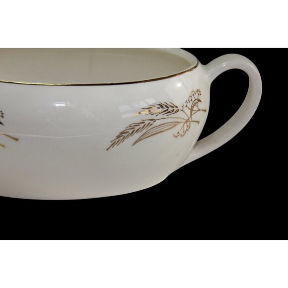 Homer Laughlin Prairie Gold Pattern Gravy Boat 22 Kt. Gold Trim 1950's MCM - Picture 3 of 5